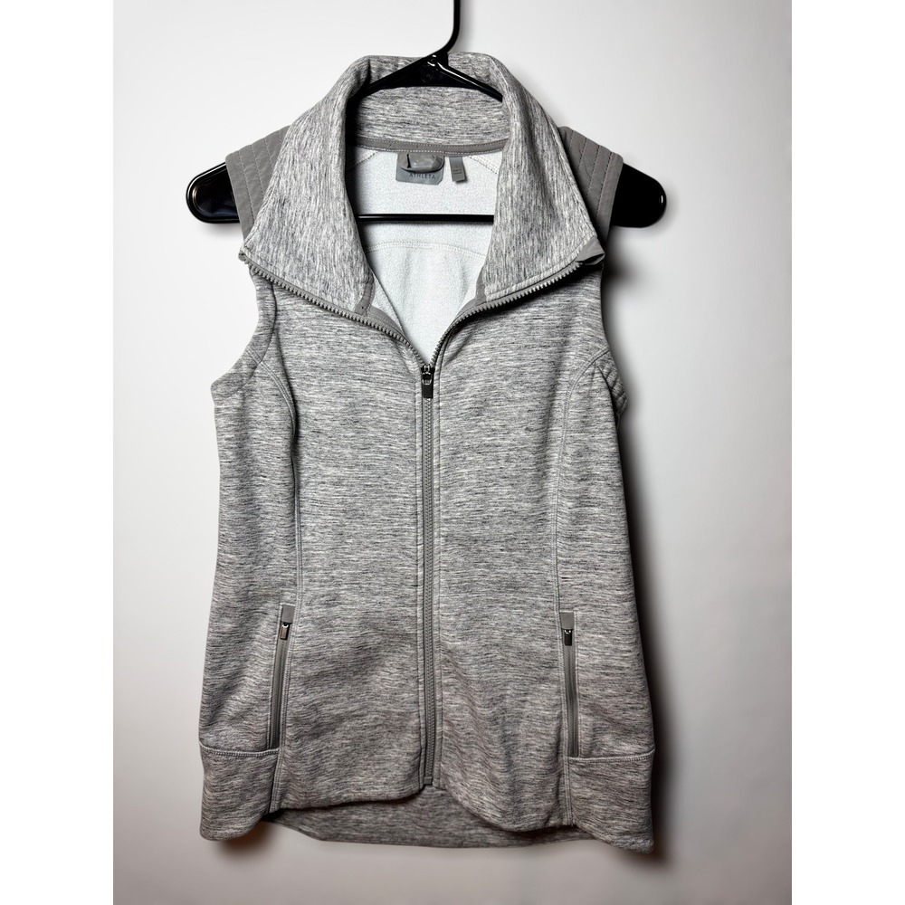 Athleta Stronger Vest Women's S Space dye Gray Heather Full Zip Pockets Running